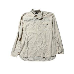 Napapijri Y2K Mens XXL Beige Long Sleeve Button-Up Shirt W/ Embroidered Logo